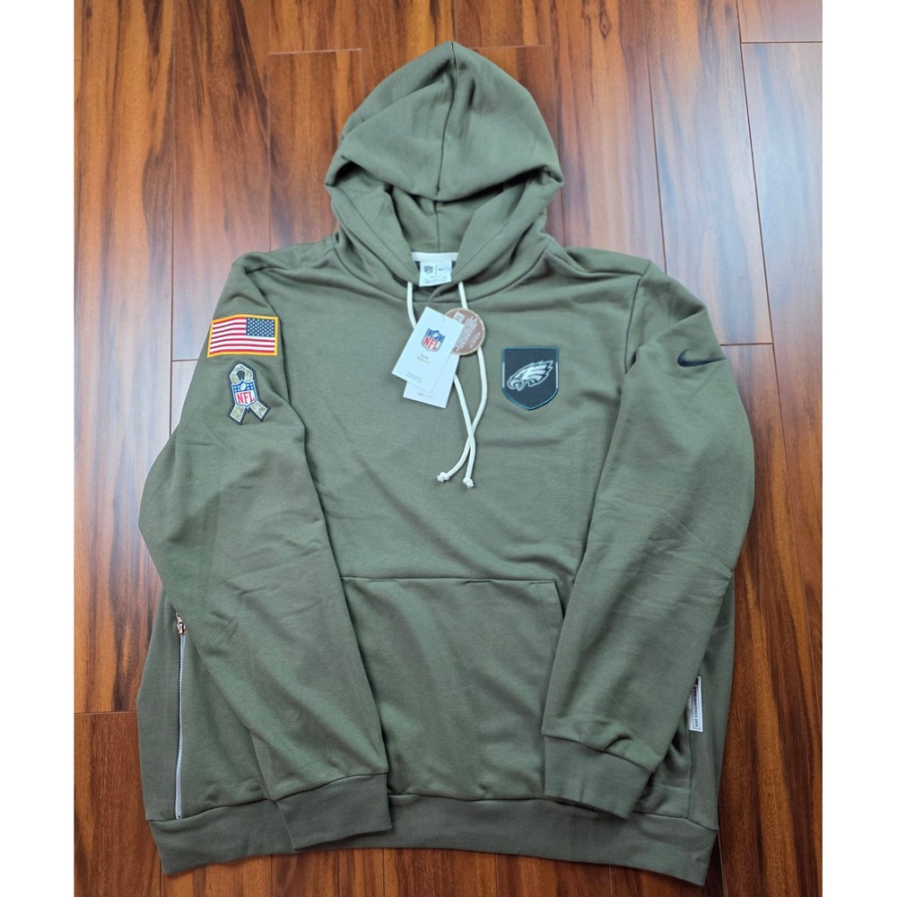 Nike NFL Philadelphia Eagles Salute to Service Hoodie Olive Green Mens 2XL NEW
